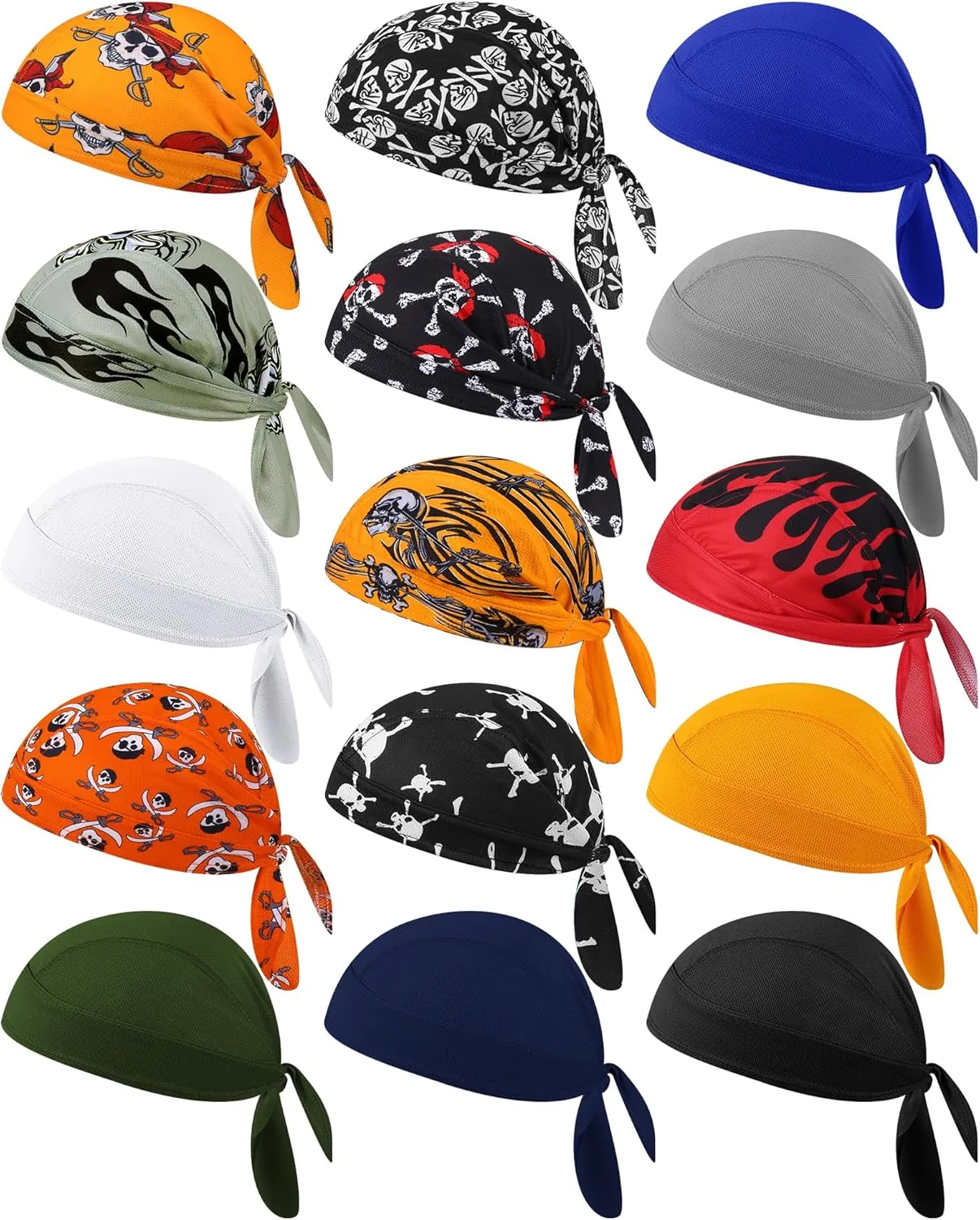 15 Pcs Do Rag Skull Cap Cooling Helmet Liner Sweat Wicking Head Wraps Bandana Beanie Bicycle Helmet Liner for Men Women