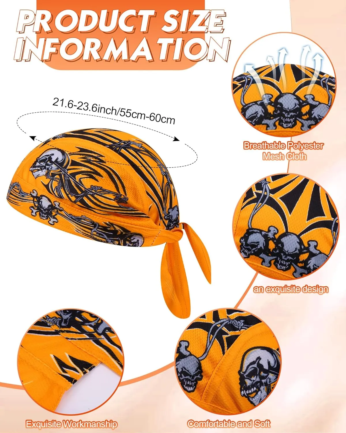 15 Pcs Do Rag Skull Cap Cooling Helmet Liner Sweat Wicking Head Wraps Bandana Beanie Bicycle Helmet Liner for Men Women