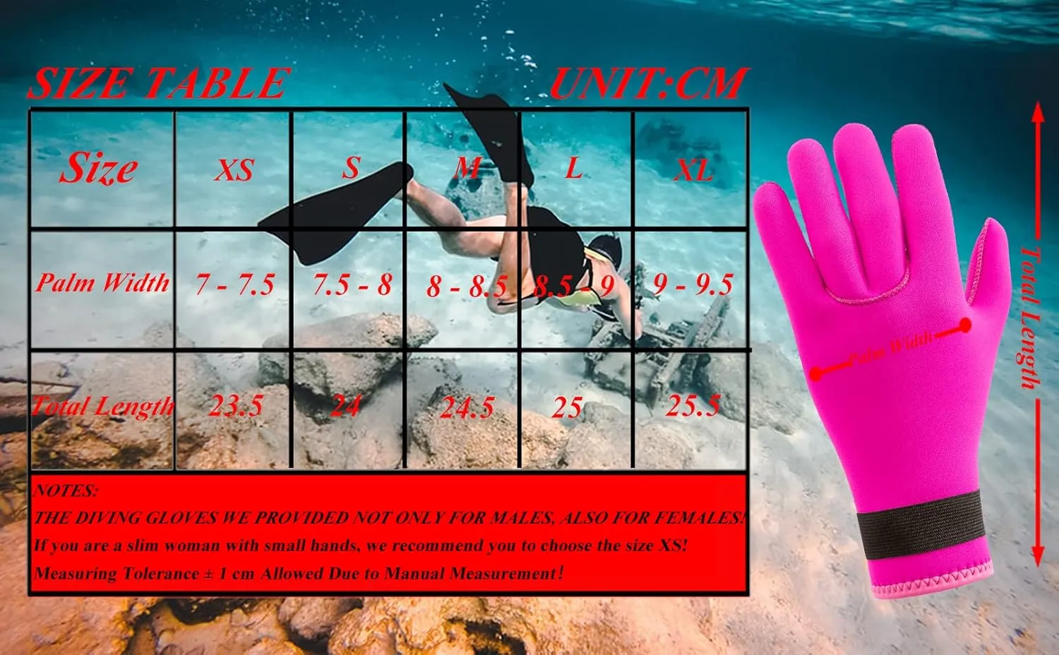 3mm Wetsuit Gloves Neoprene Diving Gloves Thermal Anti-Slip Scuba Gloves for Men Women Snorkeling Water Skiing Swimming Surfing Fishing