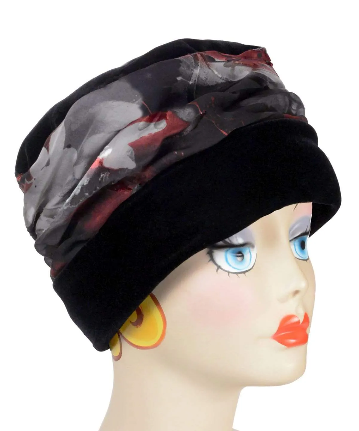 Ana Cloche Hat Style - Velvet in Black with Silk Ruching