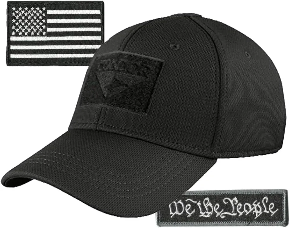 Condor Fitted Tactical Cap Bundle - We The People & USA Patches - Choose Size