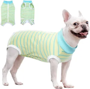 Dog Recovery Suit, Puppy Surgical Pajamas Bodysuit for Dogs Cats After Spay Neuter Surgery Abdominal Wound Bandages, Striped Onesie Pant for Shedding Skin Disease, Anti-Licking Cone Alternative M