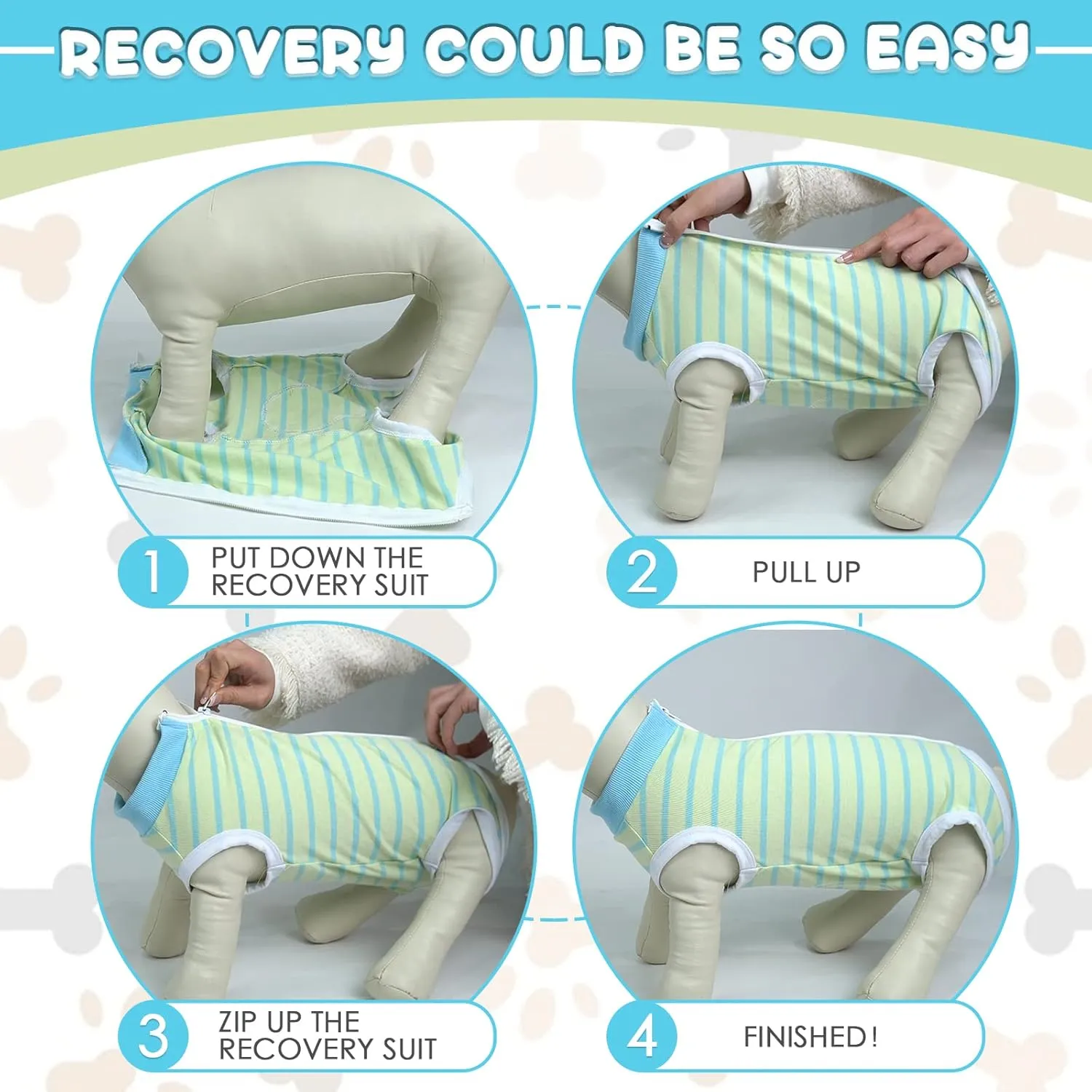Dog Recovery Suit, Puppy Surgical Pajamas Bodysuit for Dogs Cats After Spay Neuter Surgery Abdominal Wound Bandages, Striped Onesie Pant for Shedding Skin Disease, Anti-Licking Cone Alternative M