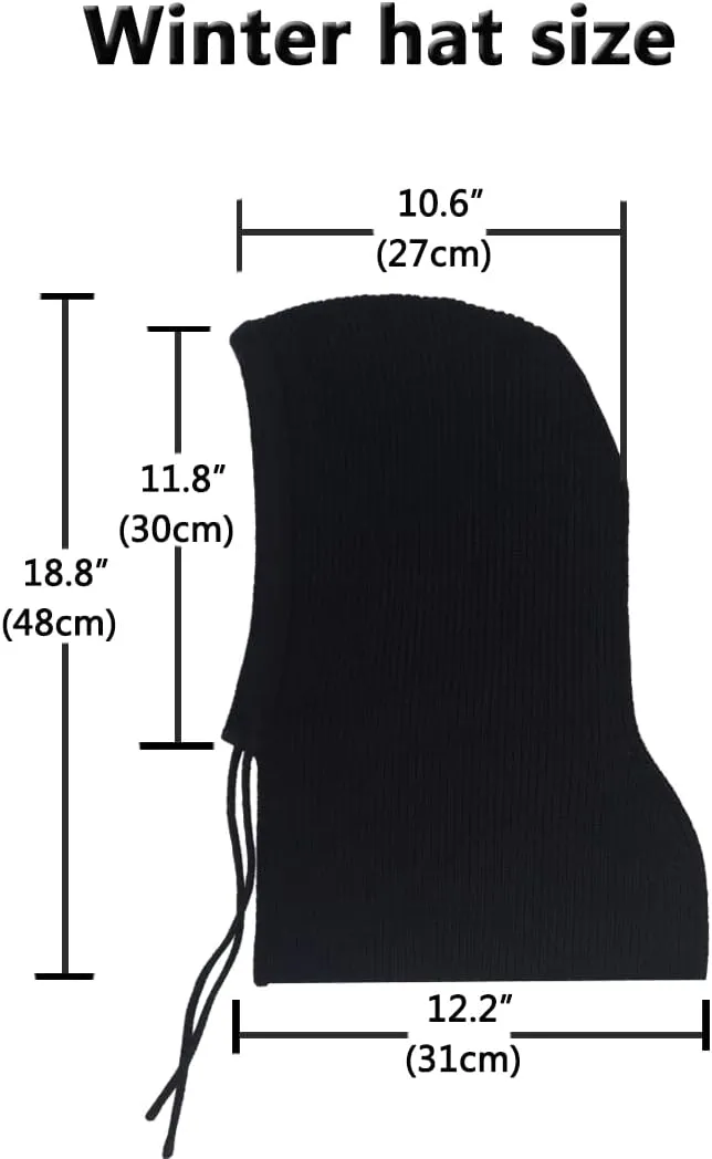 Facecozy Winter Hats for Women, Wool Blend Hooded Scarf Hat for Women Balaclava Knit Skull Cap Beanie Hat Men Neck Gaiters
