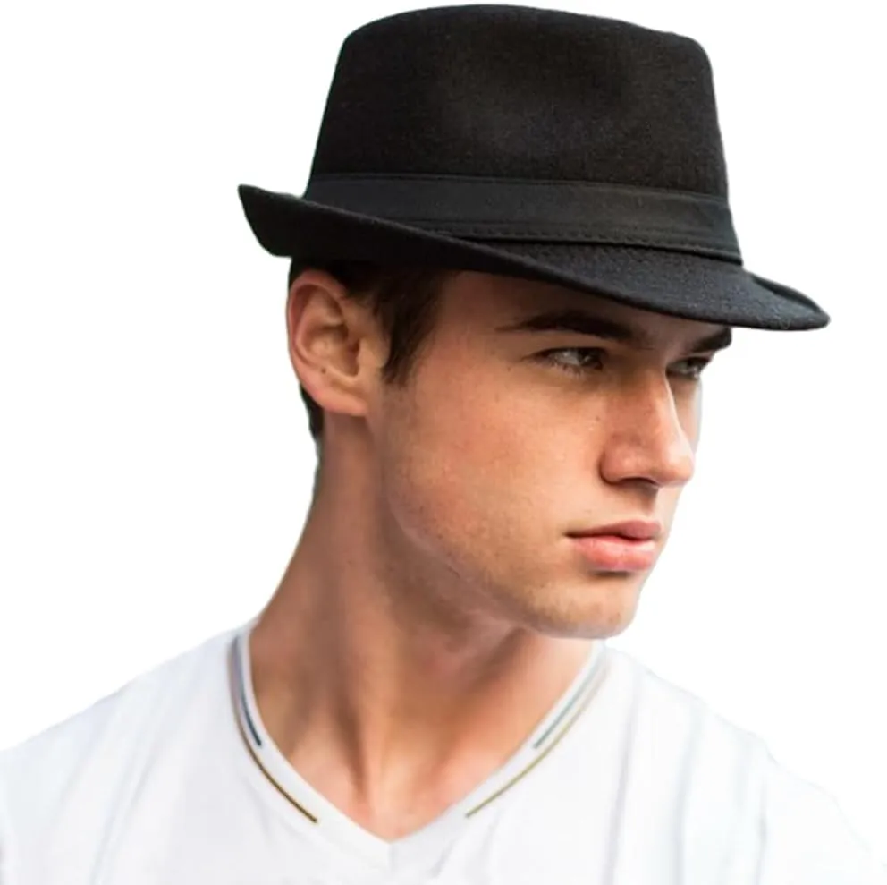 Felt Trilby Fedora Hat Short Brim Panama Jazz Hat 20s Bowler Gatsby Cap for Men Women