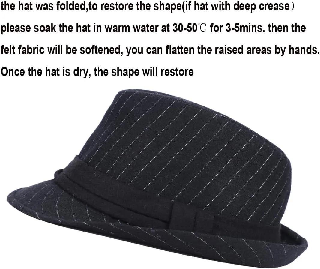 Felt Trilby Fedora Hat Short Brim Panama Jazz Hat 20s Bowler Gatsby Cap for Men Women