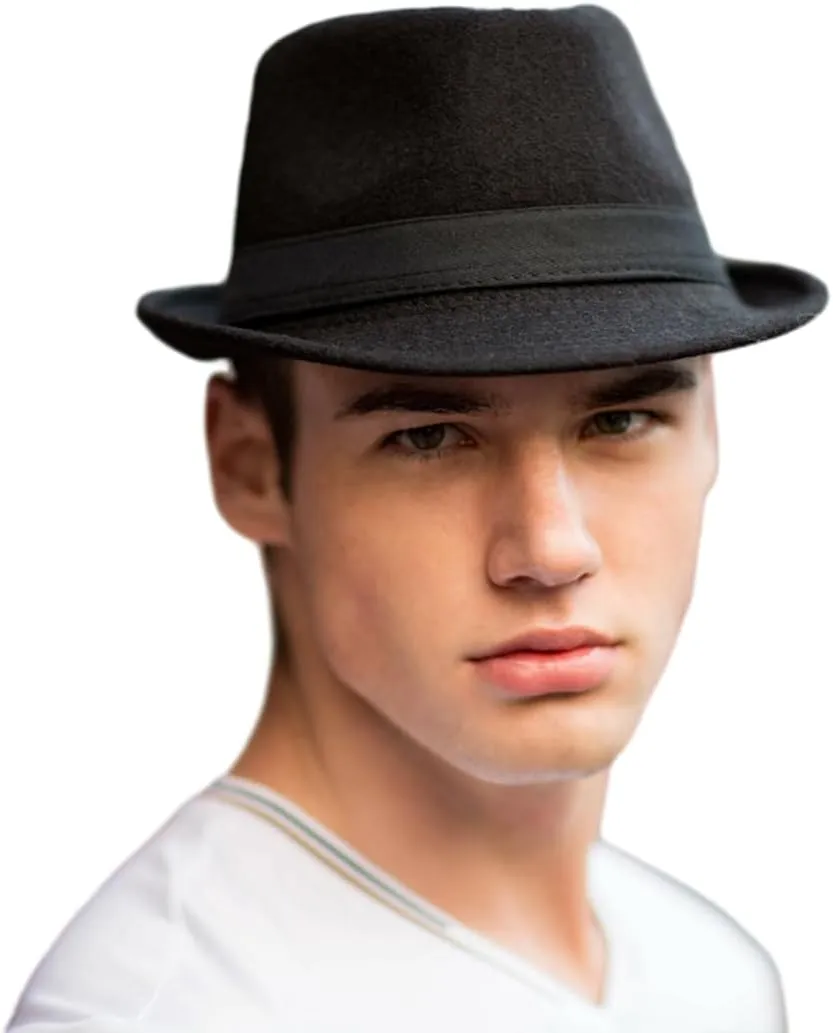 Felt Trilby Fedora Hat Short Brim Panama Jazz Hat 20s Bowler Gatsby Cap for Men Women