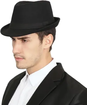 Felt Trilby Fedora Hat Short Brim Panama Jazz Hat 20s Bowler Gatsby Cap for Men Women
