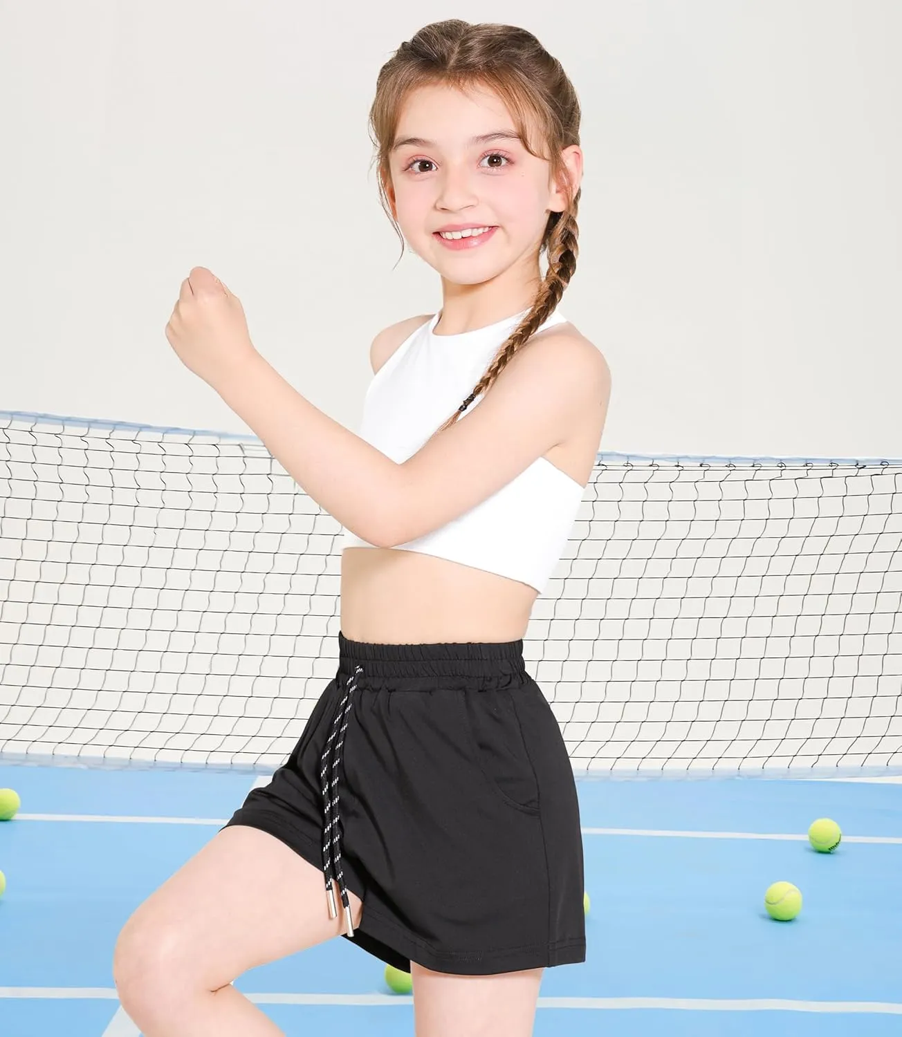 Girls Training Bra Scoop Neck Sports Bra for Teens Kids Strappy Back Dance Yoga Crop Tops