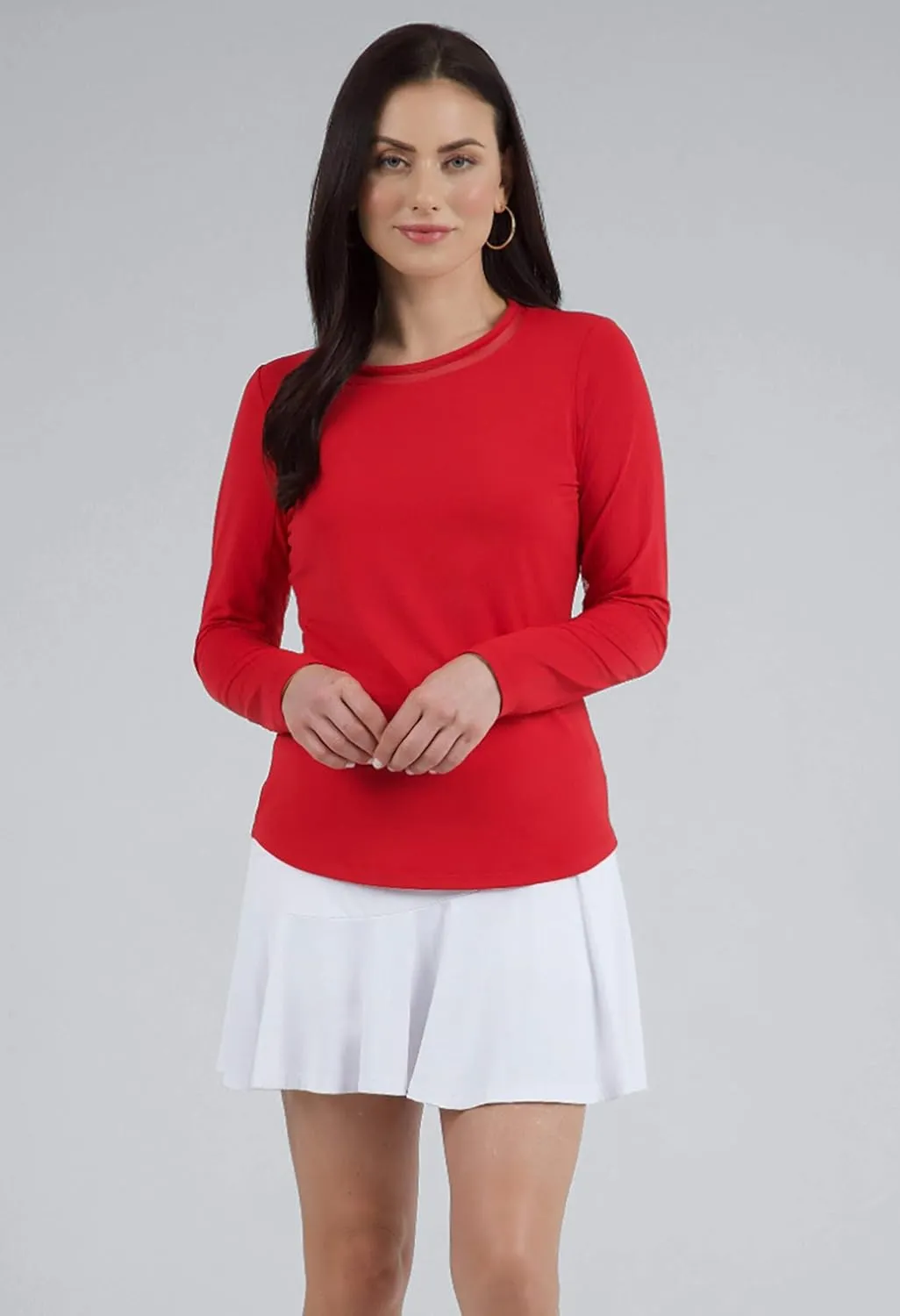 IBKUL Sun Protective UPF 50 Icefil Cooling Long Sleeve Crew Neck Top with Under Arm Mesh  83000