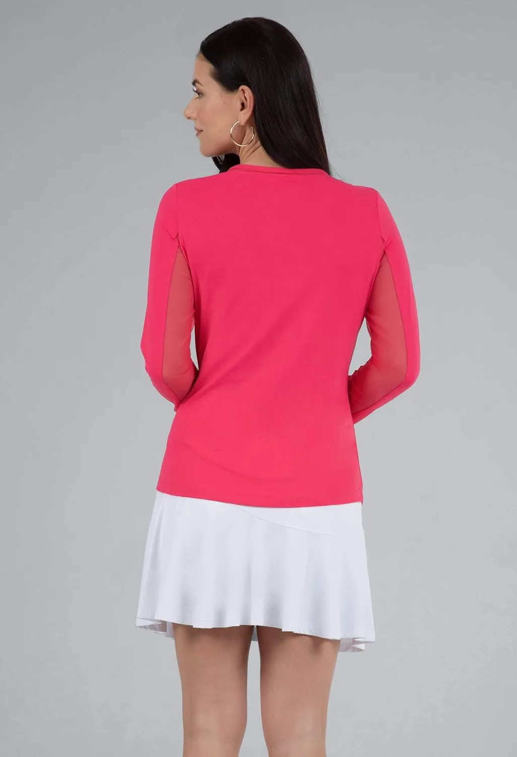 IBKUL Sun Protective UPF 50 Icefil Cooling Long Sleeve Crew Neck Top with Under Arm Mesh  83000