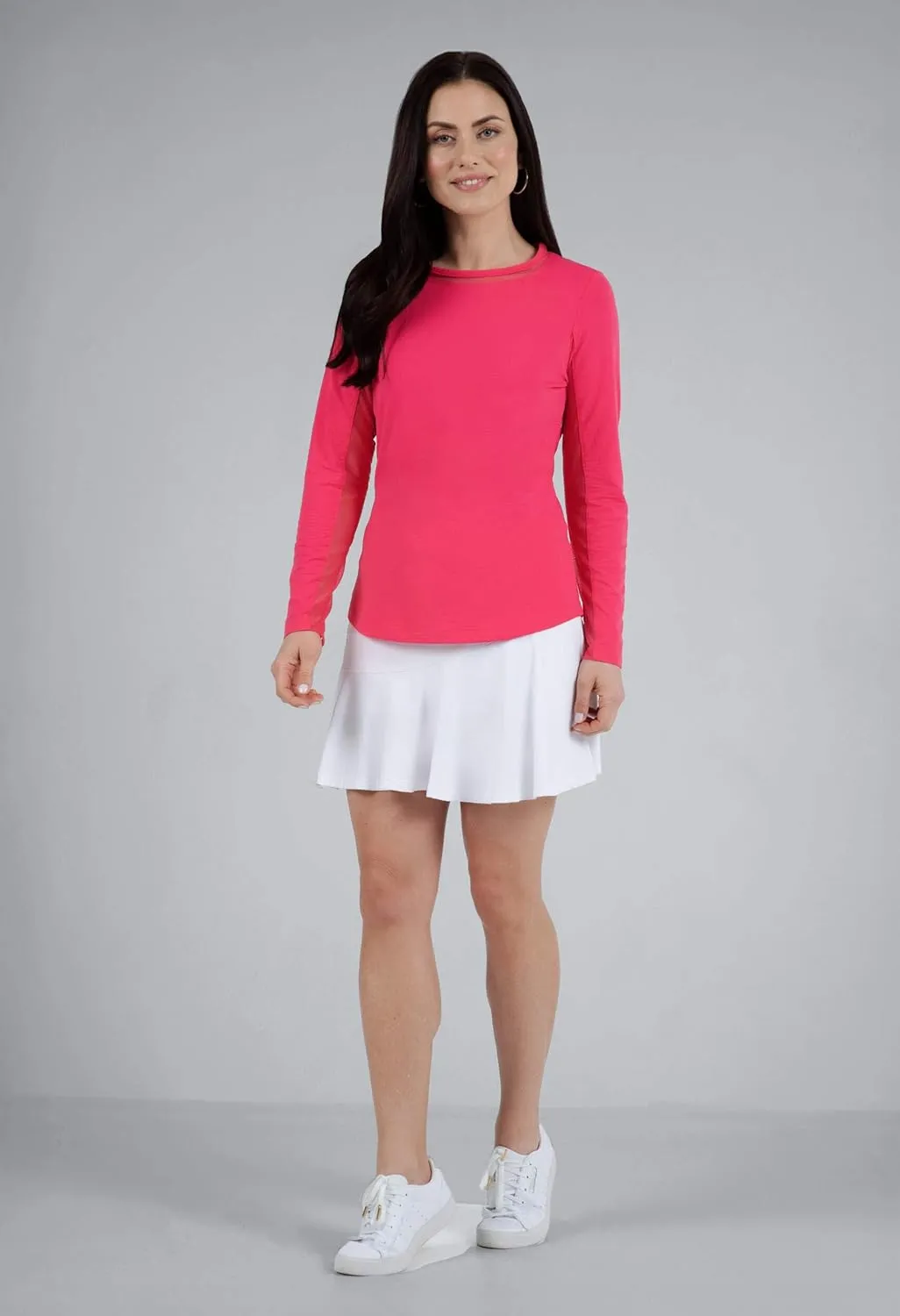 IBKUL Sun Protective UPF 50 Icefil Cooling Long Sleeve Crew Neck Top with Under Arm Mesh  83000