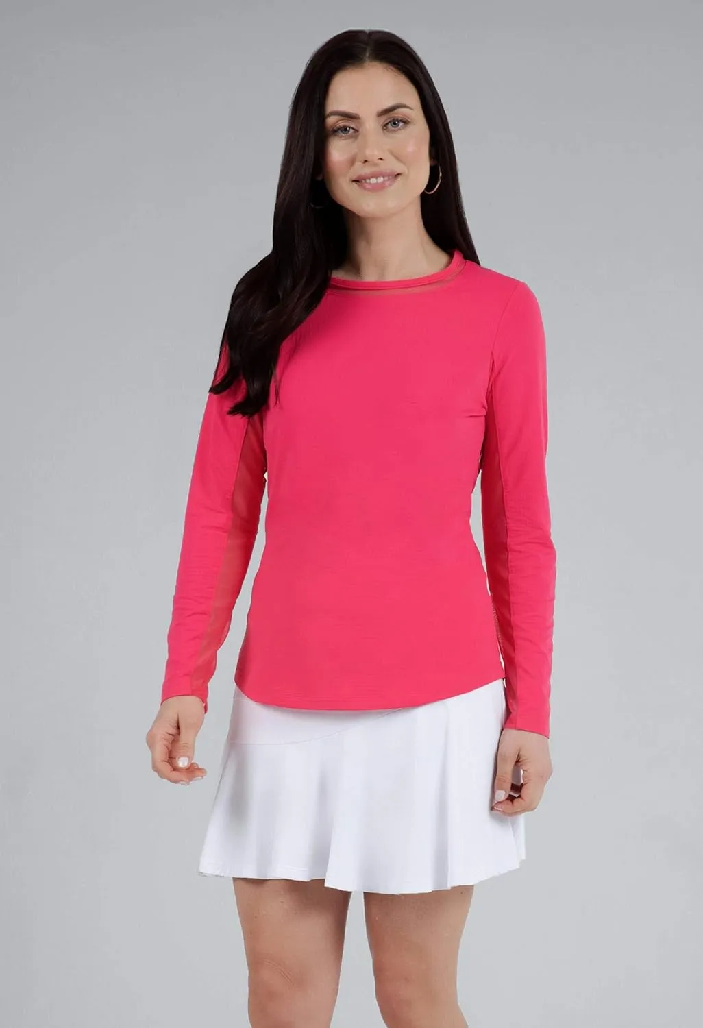 IBKUL Sun Protective UPF 50 Icefil Cooling Long Sleeve Crew Neck Top with Under Arm Mesh  83000