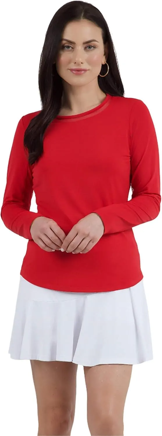 IBKUL Sun Protective UPF 50 Icefil Cooling Long Sleeve Crew Neck Top with Under Arm Mesh  83000