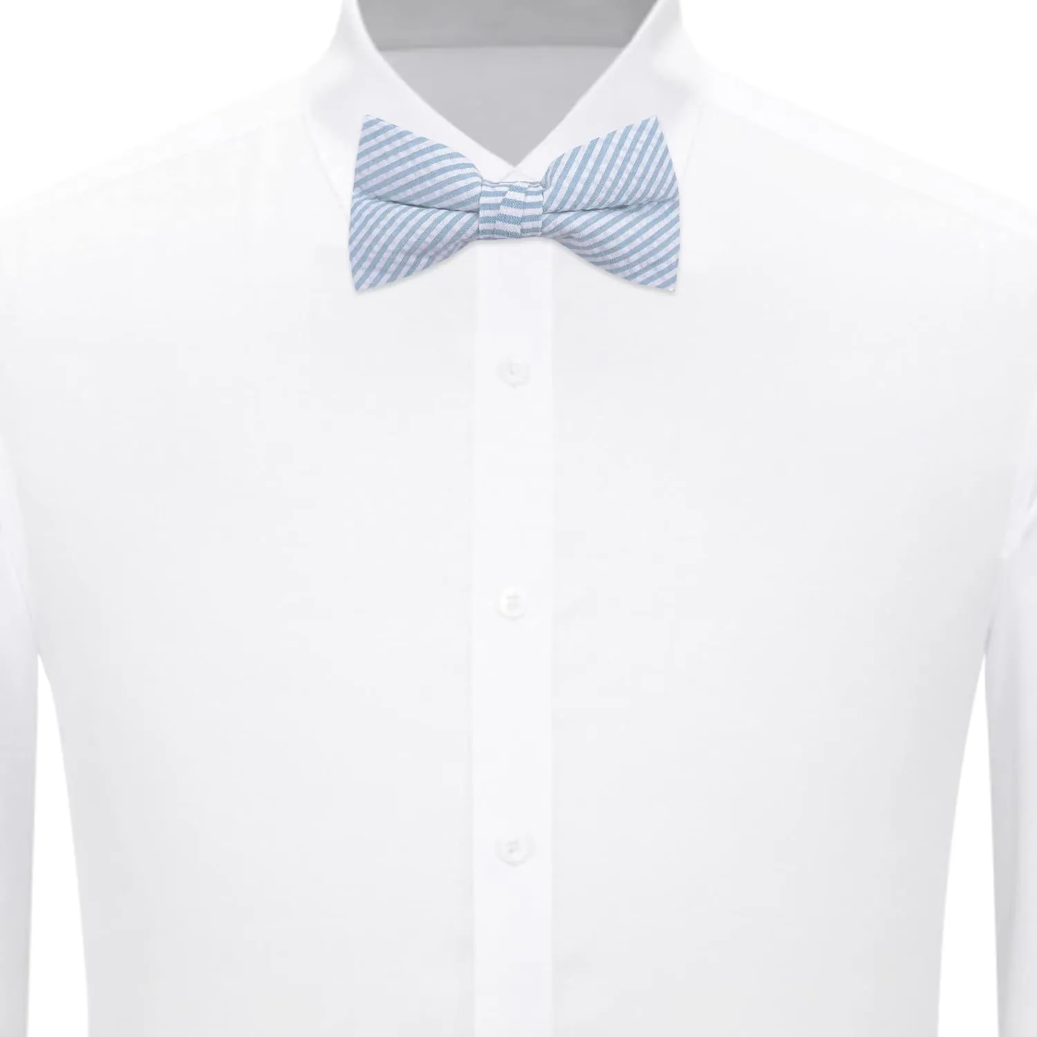 Jacob Alexander Men's Seersucker Striped Pattern Pre-tied Clip-On Bow Tie