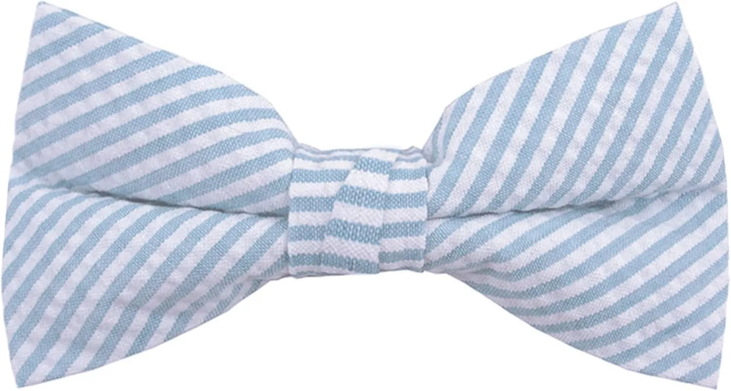 Jacob Alexander Men's Seersucker Striped Pattern Pre-tied Clip-On Bow Tie
