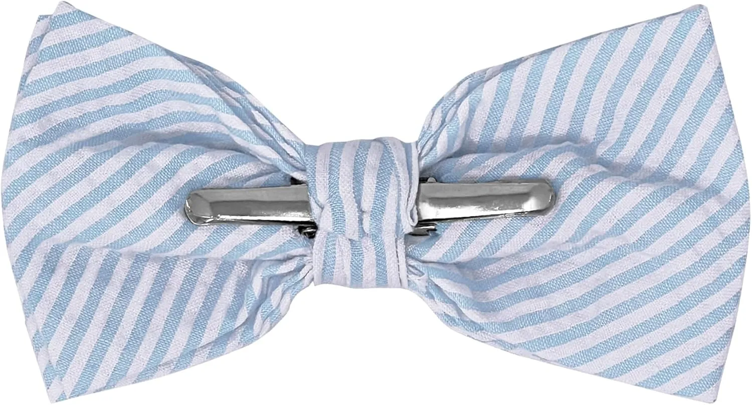 Jacob Alexander Men's Seersucker Striped Pattern Pre-tied Clip-On Bow Tie