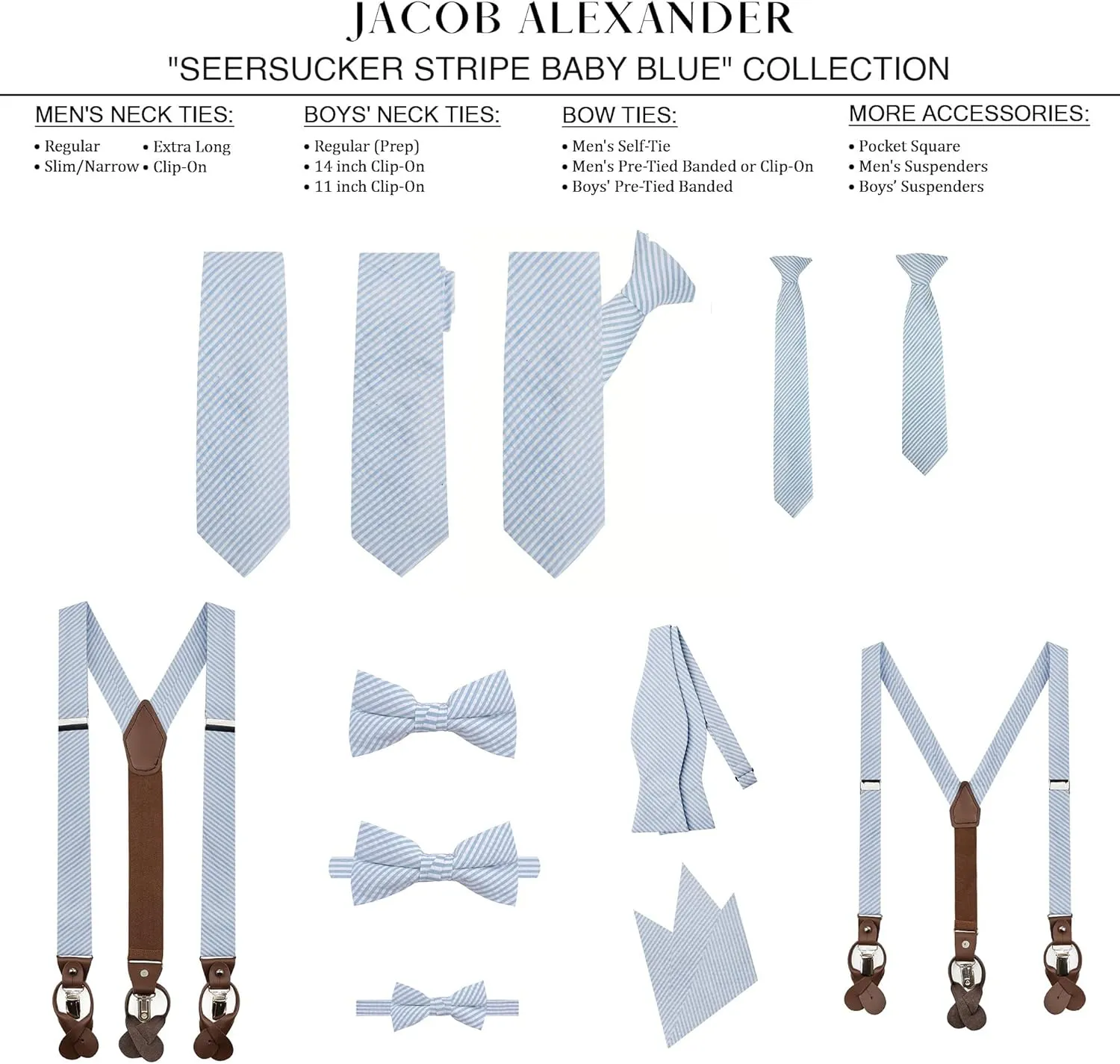 Jacob Alexander Men's Seersucker Striped Pattern Pre-tied Clip-On Bow Tie