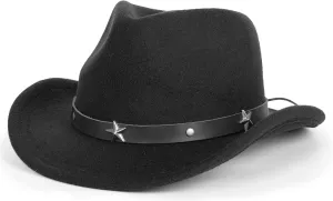 Kid Western Cowboy Hat Felt Cowgirl Fedora Hat with Buckle Belt for Boys Girls 4-8 Years