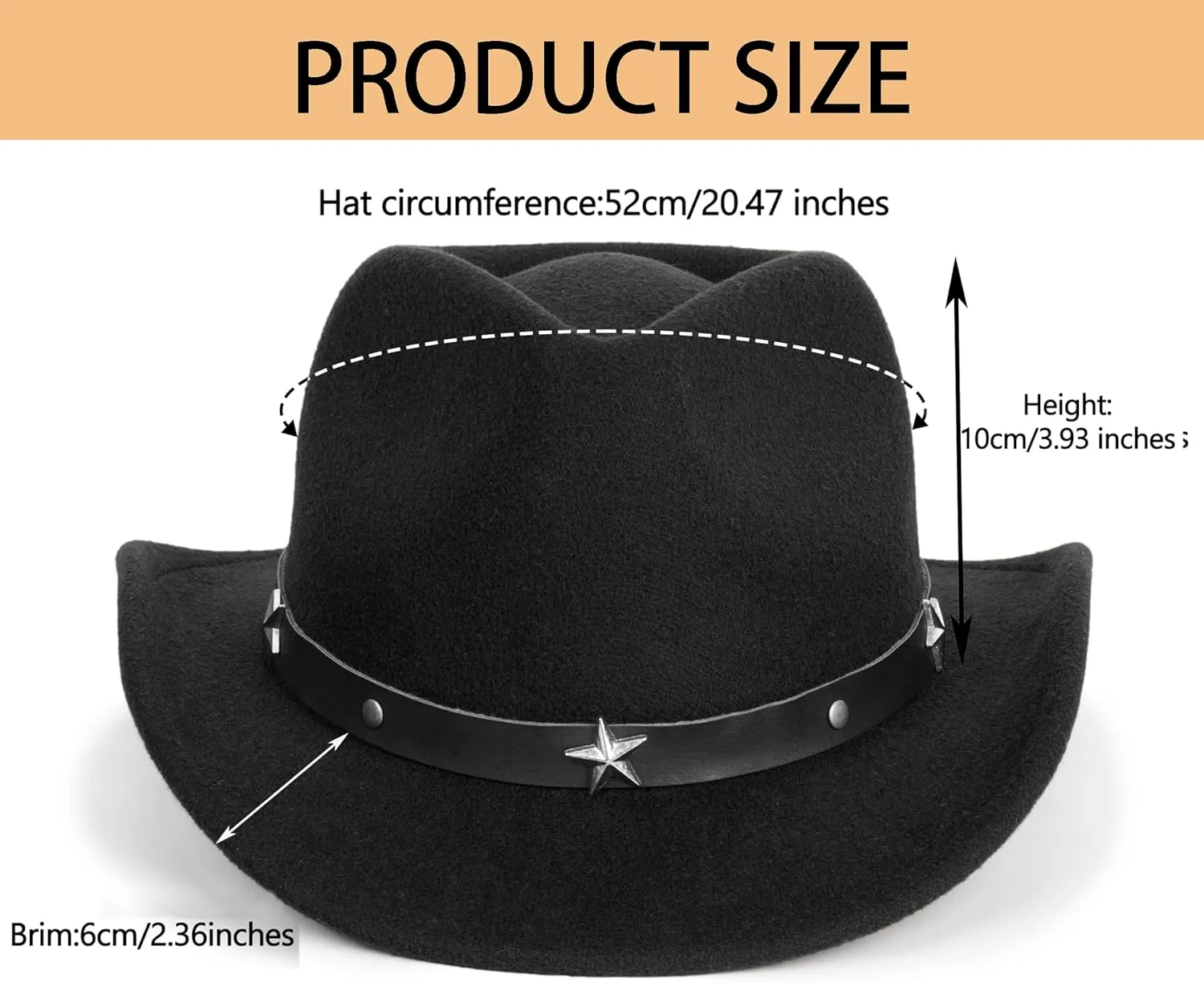 Kid Western Cowboy Hat Felt Cowgirl Fedora Hat with Buckle Belt for Boys Girls 4-8 Years