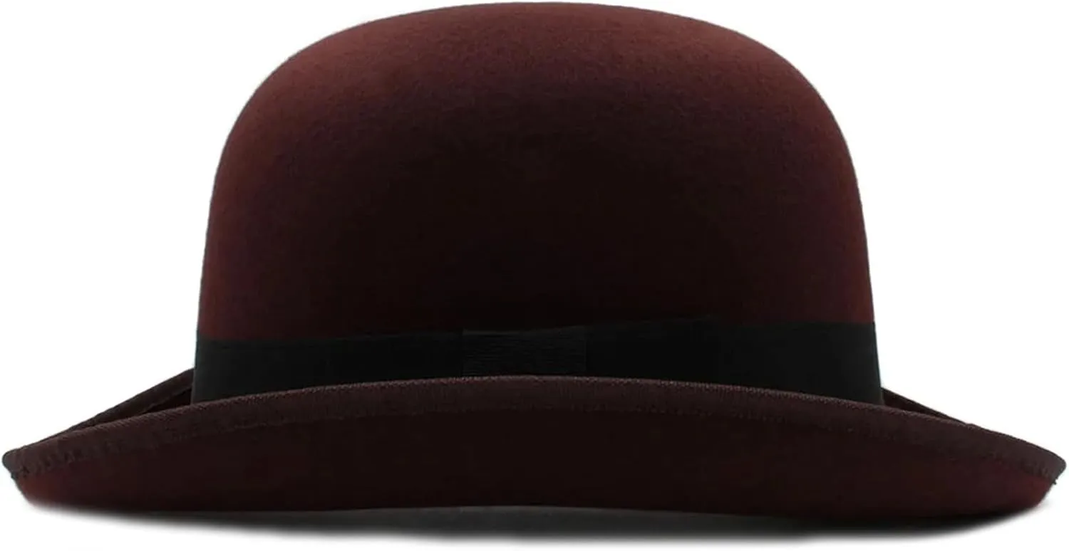 Men Women Wool Blend Oval Top Bowler Hats