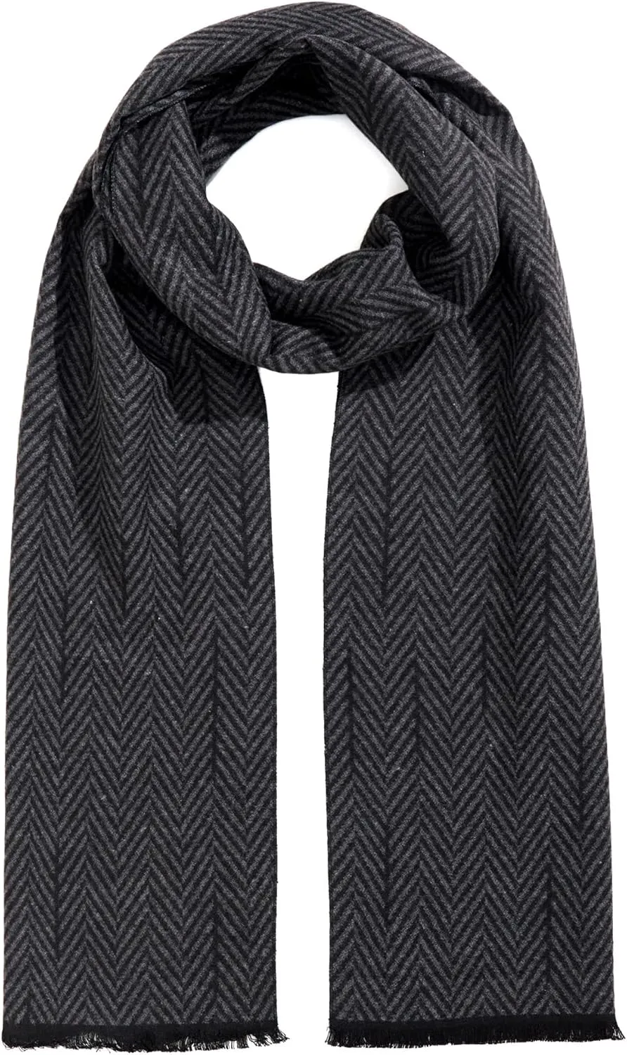 Men's Winter Warm Scarf Premium Cashmere Feel, Luxuriously Soft Long Plaid Pattern