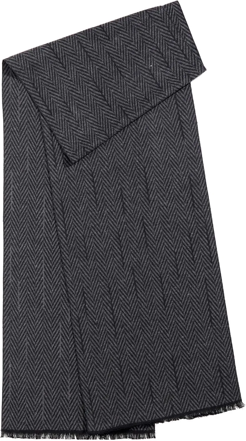 Men's Winter Warm Scarf Premium Cashmere Feel, Luxuriously Soft Long Plaid Pattern