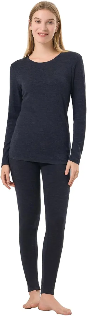 Merino Protect 100% Merino Wool Base Layer Womens Set Thermals Odor Resistance Underwear For Cold Weather
