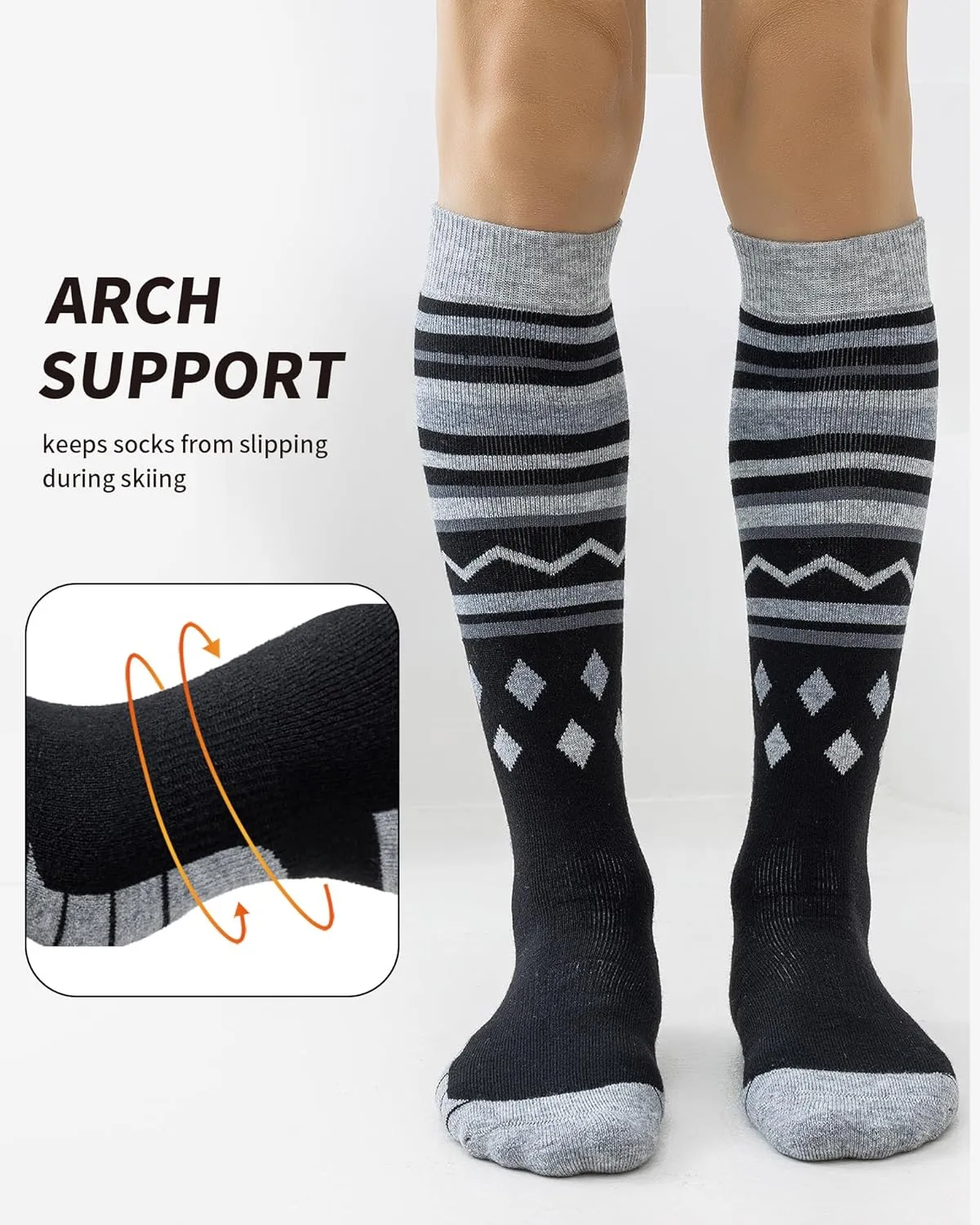 Merino Wool Ski Socks for Men Women, Thick Knee High Thermal Winter Snowboarding Socks with Exquisite Box