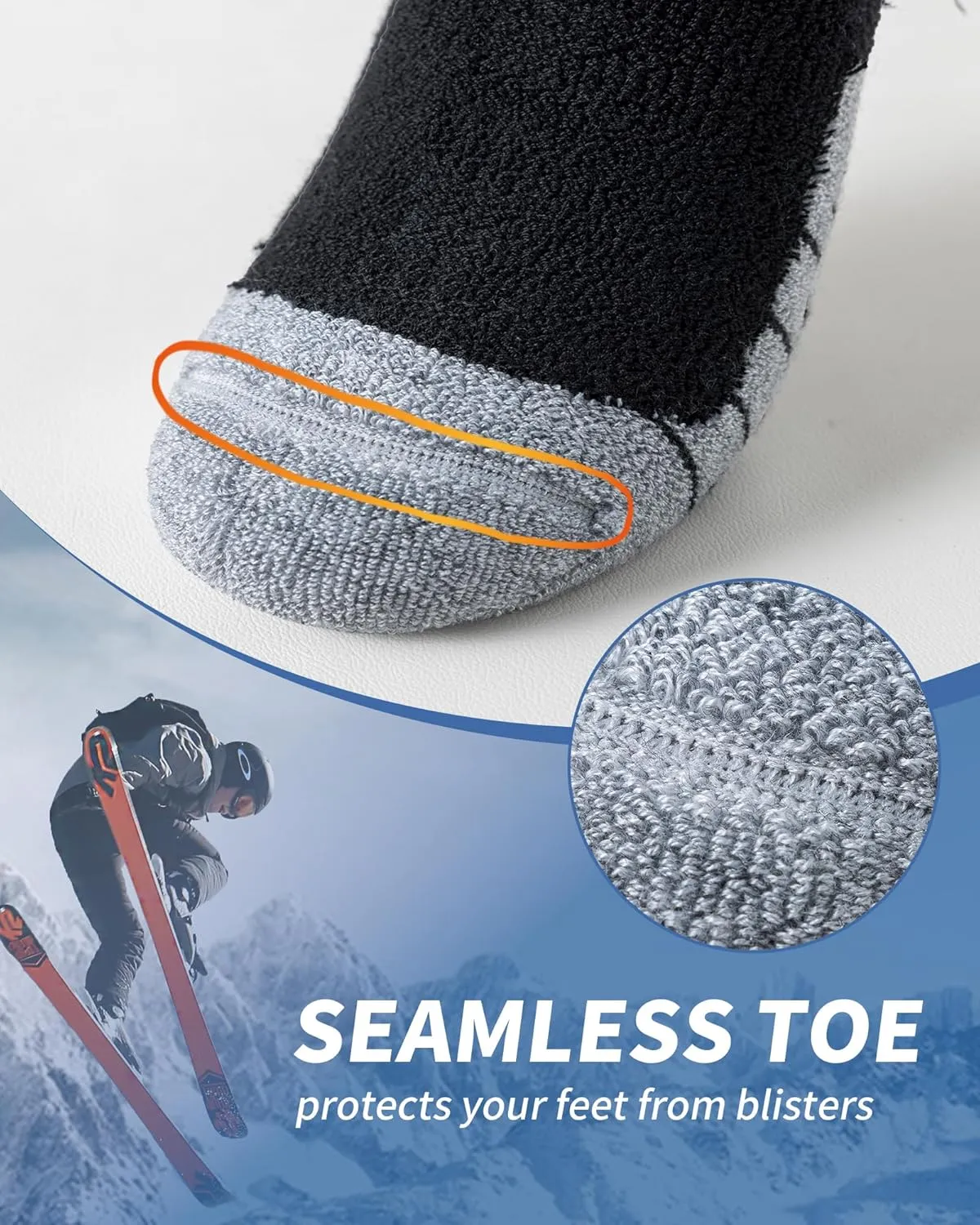 Merino Wool Ski Socks for Men Women, Thick Knee High Thermal Winter Snowboarding Socks with Exquisite Box