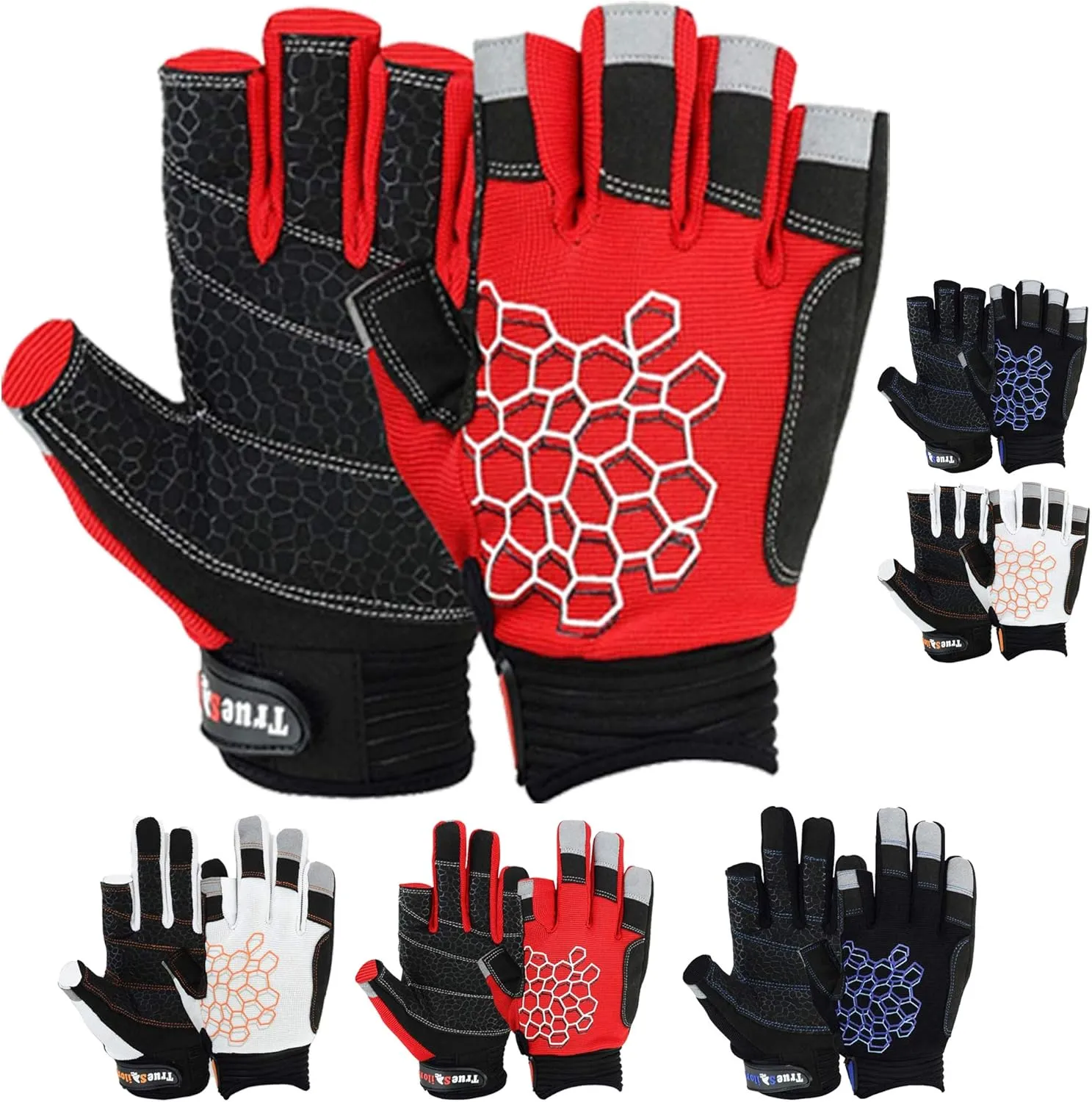 MRX BOXING & FITNESS Sailing Gloves Sticky Palm Gripy Glove Yachting Kayak Dinghy Fishing Short Finger Multi Colors (Black/Red, L)