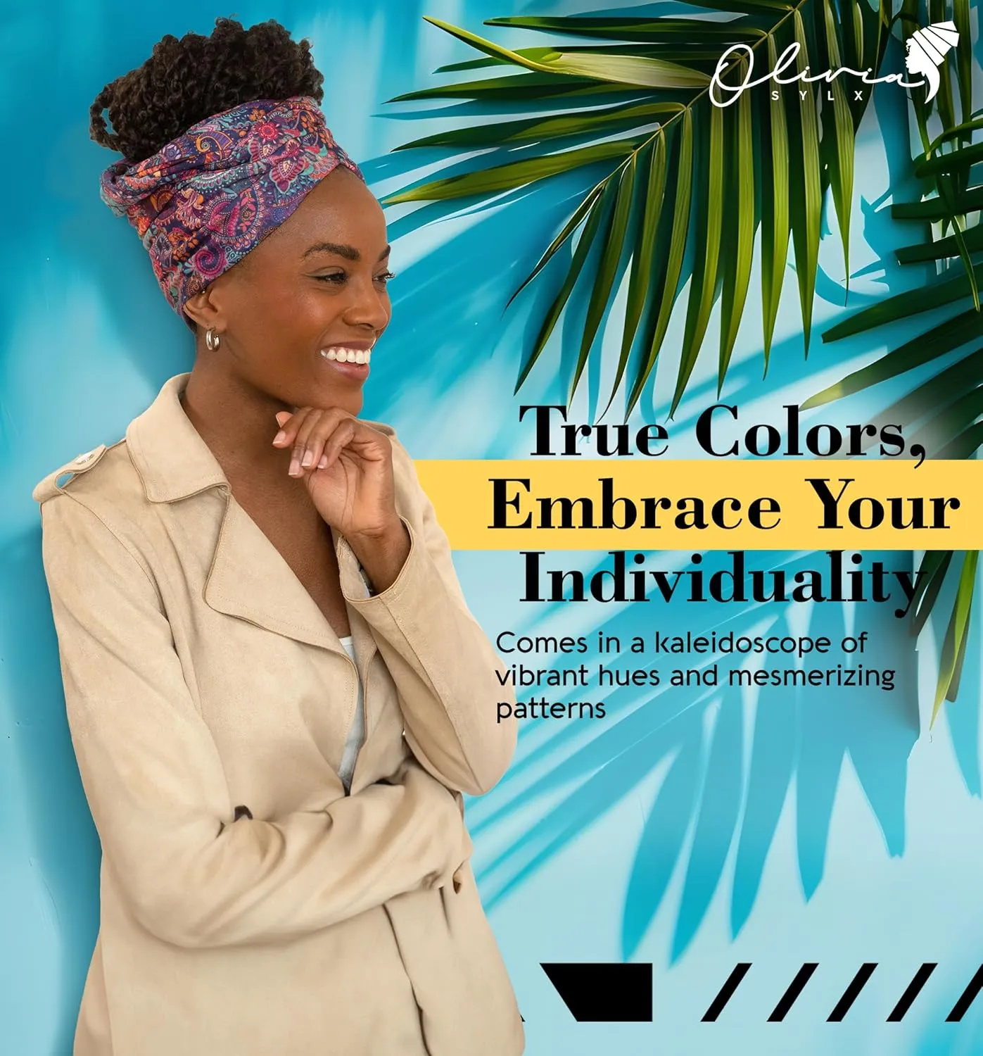 Olivia Sylx African Head Wraps for Black Women, Jersey Scarfs for Women Headwrap, Hair Scarf for Black Women, Soft & Stretchy - Chains