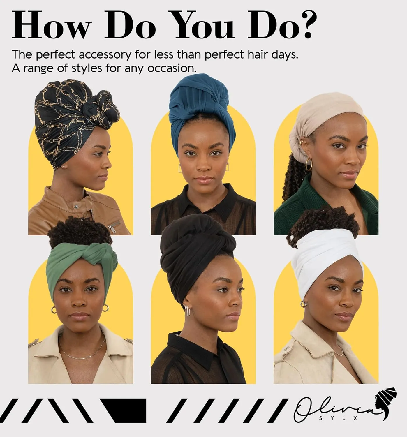 Olivia Sylx African Head Wraps for Black Women, Jersey Scarfs for Women Headwrap, Hair Scarf for Black Women, Soft & Stretchy - Chains