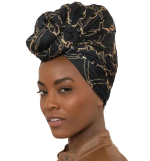 Olivia Sylx African Head Wraps for Black Women, Jersey Scarfs for Women Headwrap, Hair Scarf for Black Women, Soft & Stretchy - Chains