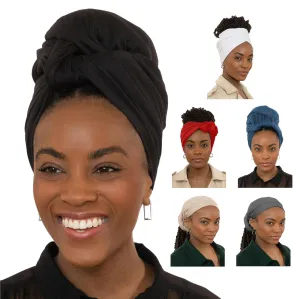 Olivia Sylx African Head Wraps for Black Women - Jersey Scarfs Headwrap Woman Hair Scarf - Soft & Stretchy Ladies Turban Hairtie Scarves Multipack - Set of 6