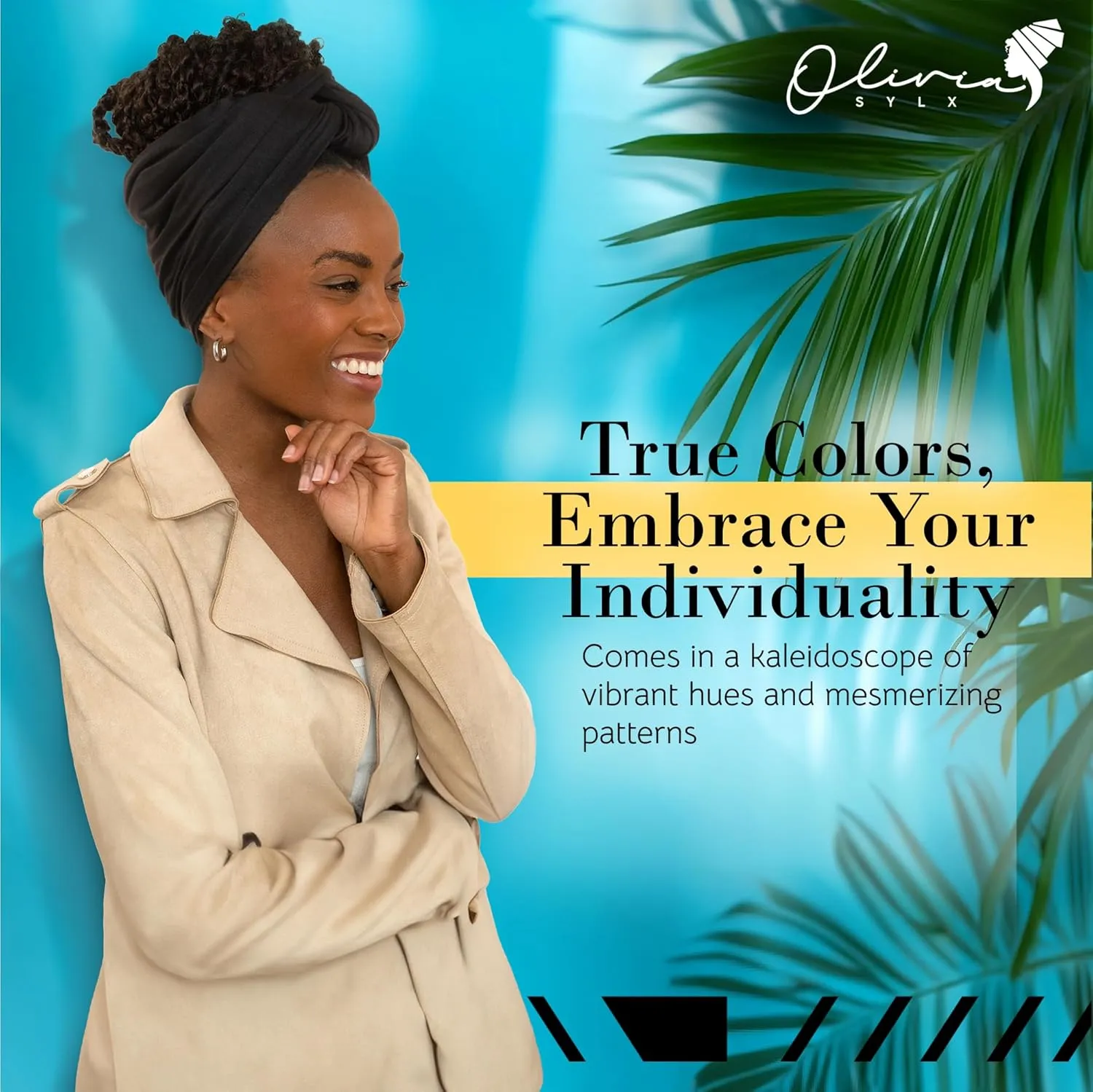 Olivia Sylx African Head Wraps for Black Women - Jersey Scarfs Headwrap Woman Hair Scarf - Soft & Stretchy Ladies Turban Hairtie Scarves Multipack - Set of 6
