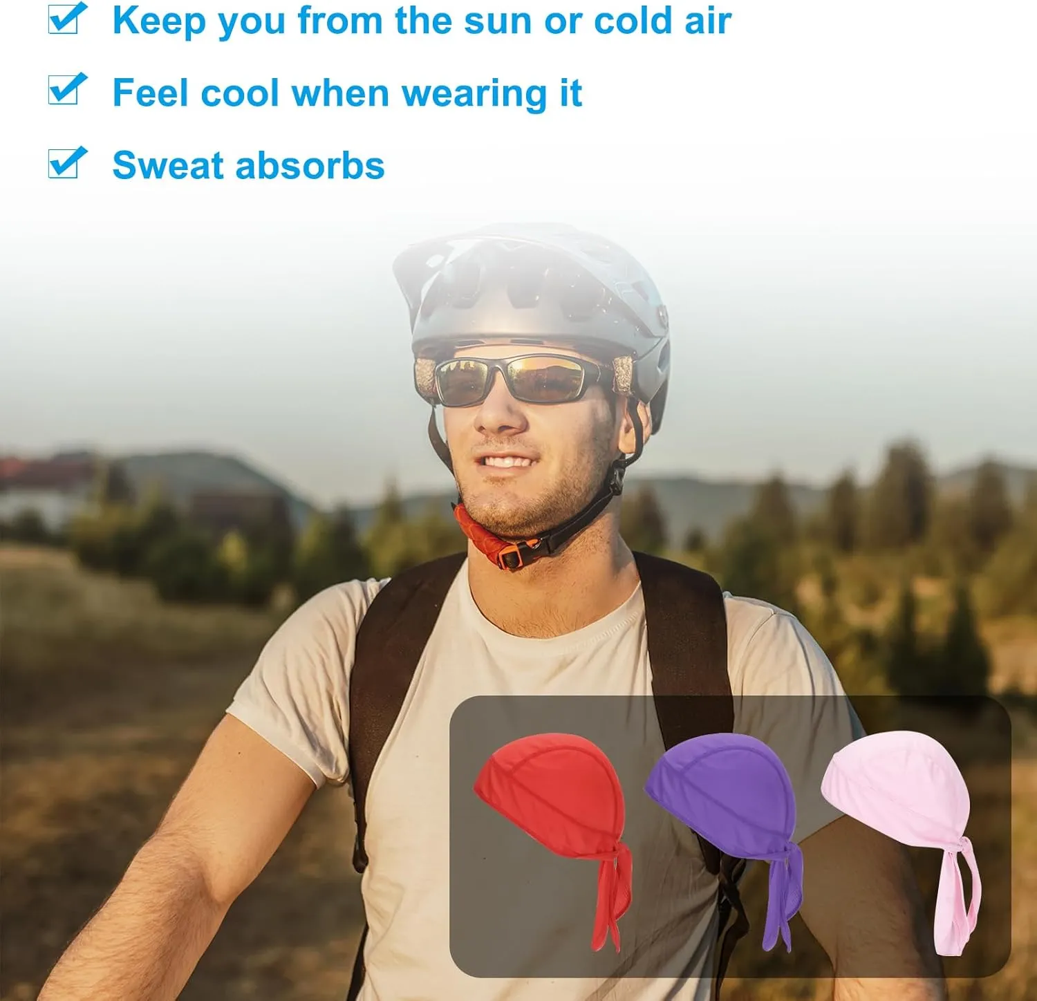 PATIKIL Sweat Wicking Cap, Skull Cap Football for Men Dew Rags Breathable Cooling Helmet Liner Bandana for Cycling