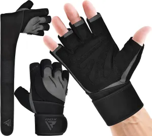RDX Weight Lifting Workout Gloves with Wrist Support, 50 CM Long Wrist Straps, Anti Slip Padded Palm, Breathable Gym Grip for Fitness Training Powerlifting, Men Women Bodybuilding Exercise