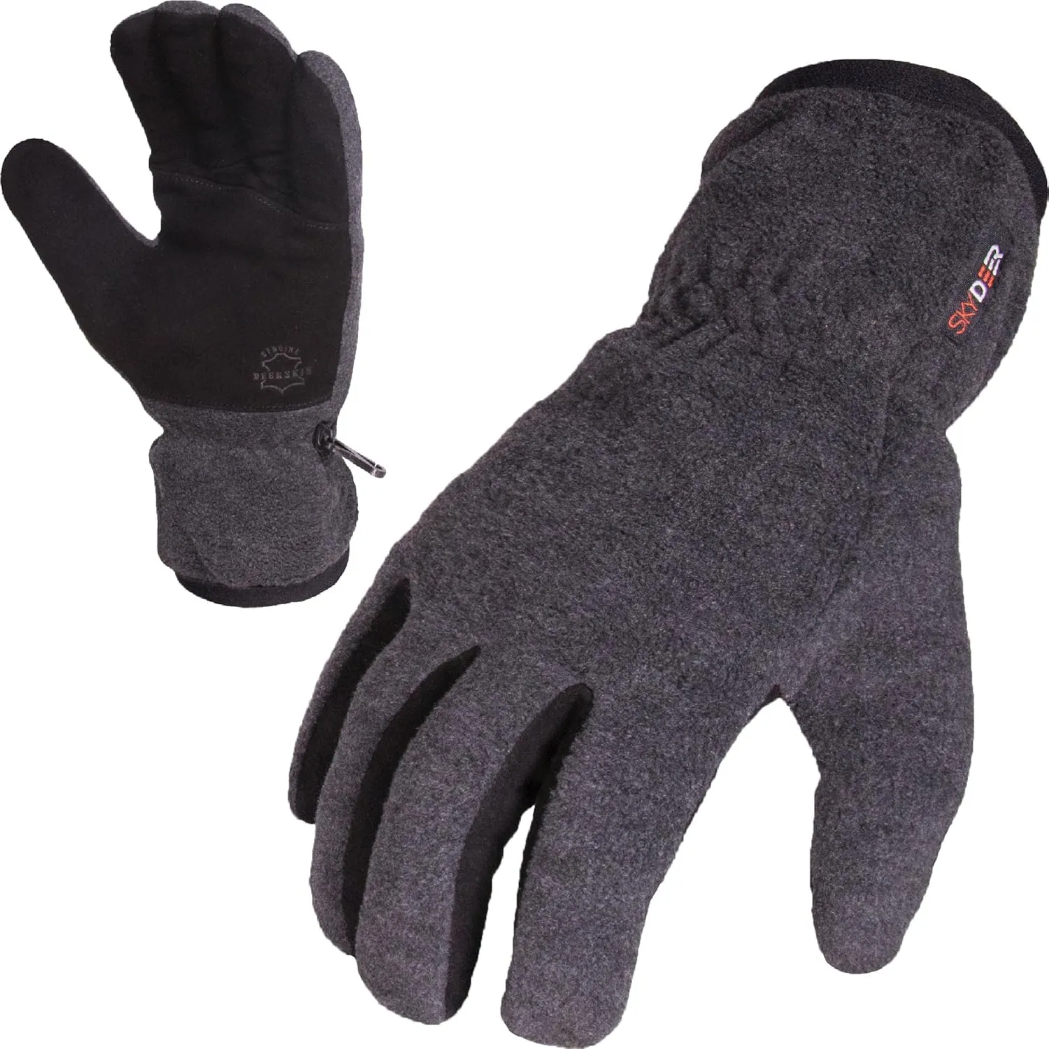 SKYDEER Winter Gloves with Soft Deerskin Suede Leather & Thermal Polar Fleece & Warm 3M Thinsulate Insulation (SD8661T)