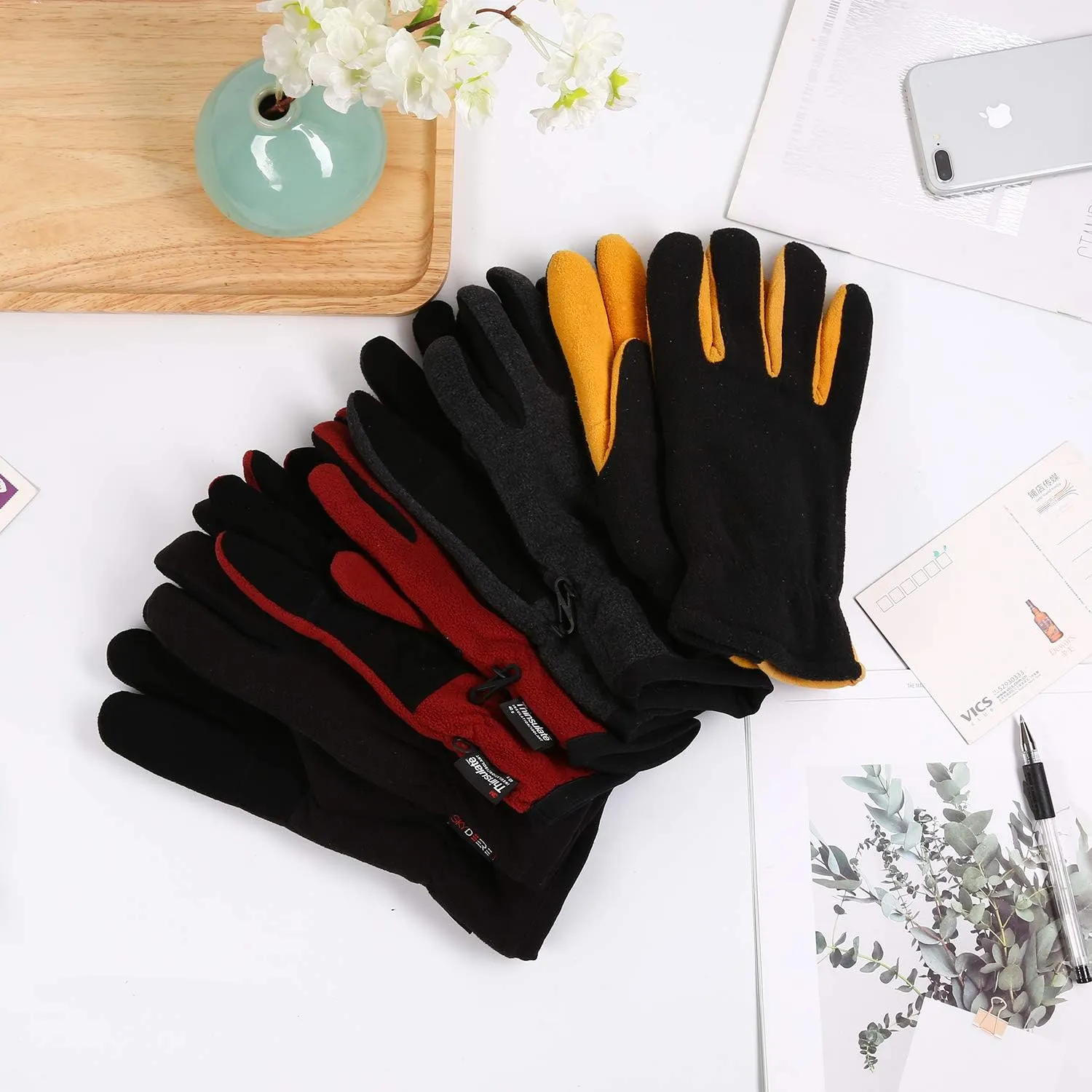 SKYDEER Winter Gloves with Soft Deerskin Suede Leather & Thermal Polar Fleece & Warm 3M Thinsulate Insulation (SD8661T)