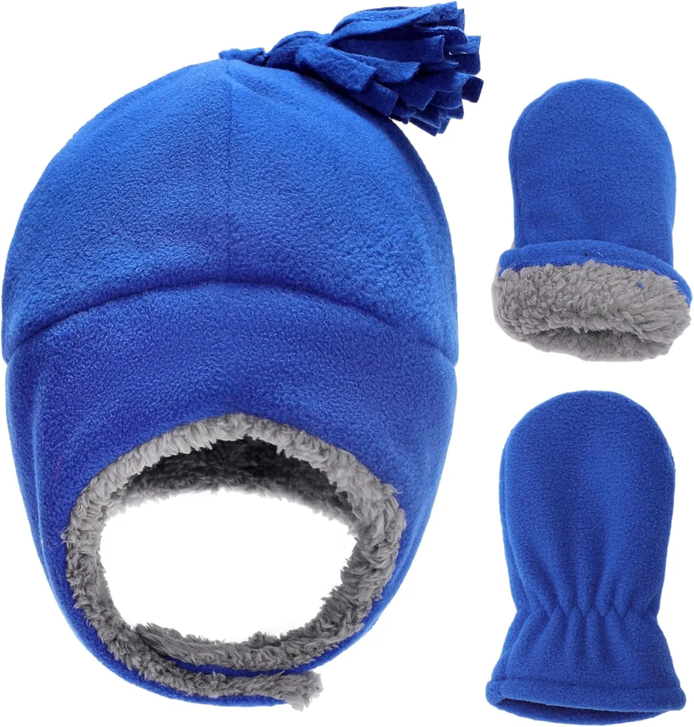 Toddler Hat & Glove Set - Baby Fleece Winter Hat and Mittens for Infant Kids