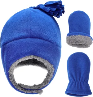 Toddler Hat & Glove Set - Baby Fleece Winter Hat and Mittens for Infant Kids