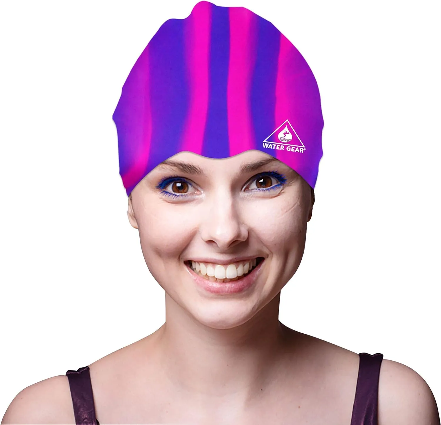 Water Gear Synthetic Fiber Swim Cap - Comfortable and Durable Swimming Cap - Keeps Short or Long Hair Dry