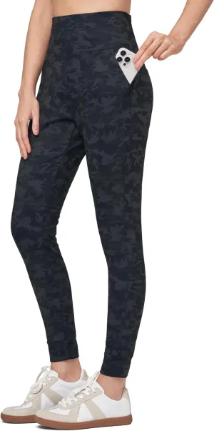 Willit Women's Fleece Lined Jogger Pants Zipper Pockets Water Resistant Winter Hiking Sweatpants Thermal Running High Waisted