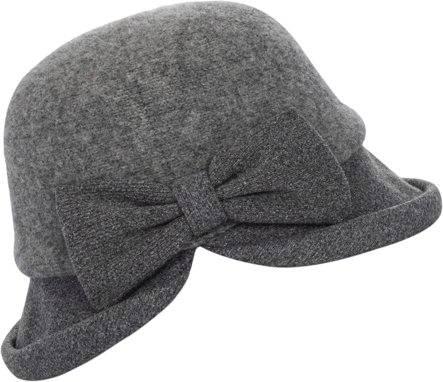 Womens 1920s Vintage Upturn Brim Wool Blend Cloche Church Hat Winter Felt Bucket Bowler Hat Crushable Foldable