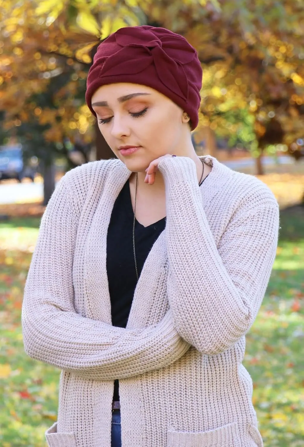 Womens Hat Fleece Beanie Cloche Cancer Headwear Chemo Ladies Winter Head Coverings Butterfly