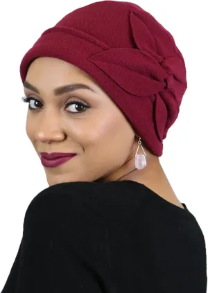 Womens Hat Fleece Beanie Cloche Cancer Headwear Chemo Ladies Winter Head Coverings Butterfly