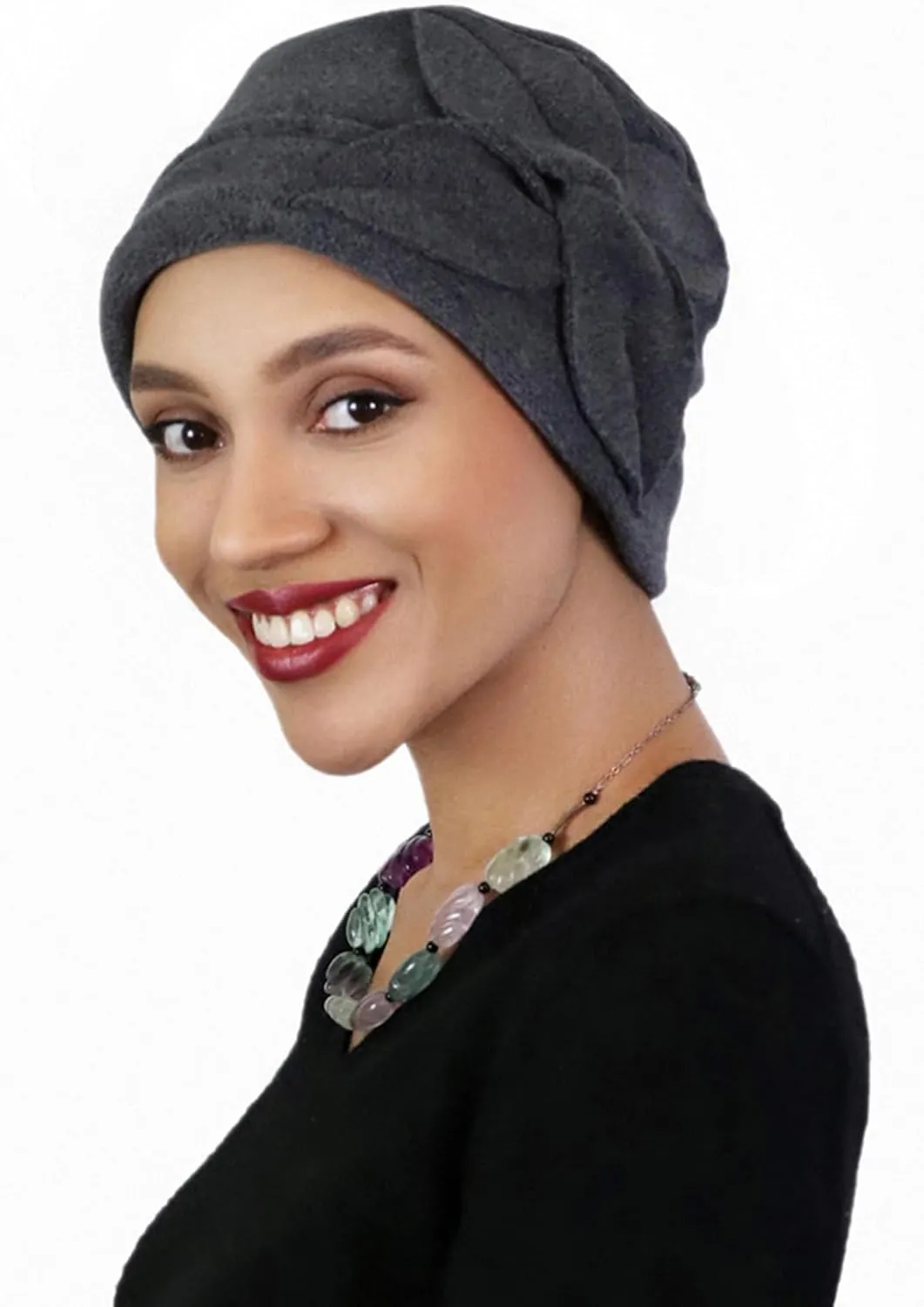 Womens Hat Fleece Beanie Cloche Cancer Headwear Chemo Ladies Winter Head Coverings Butterfly