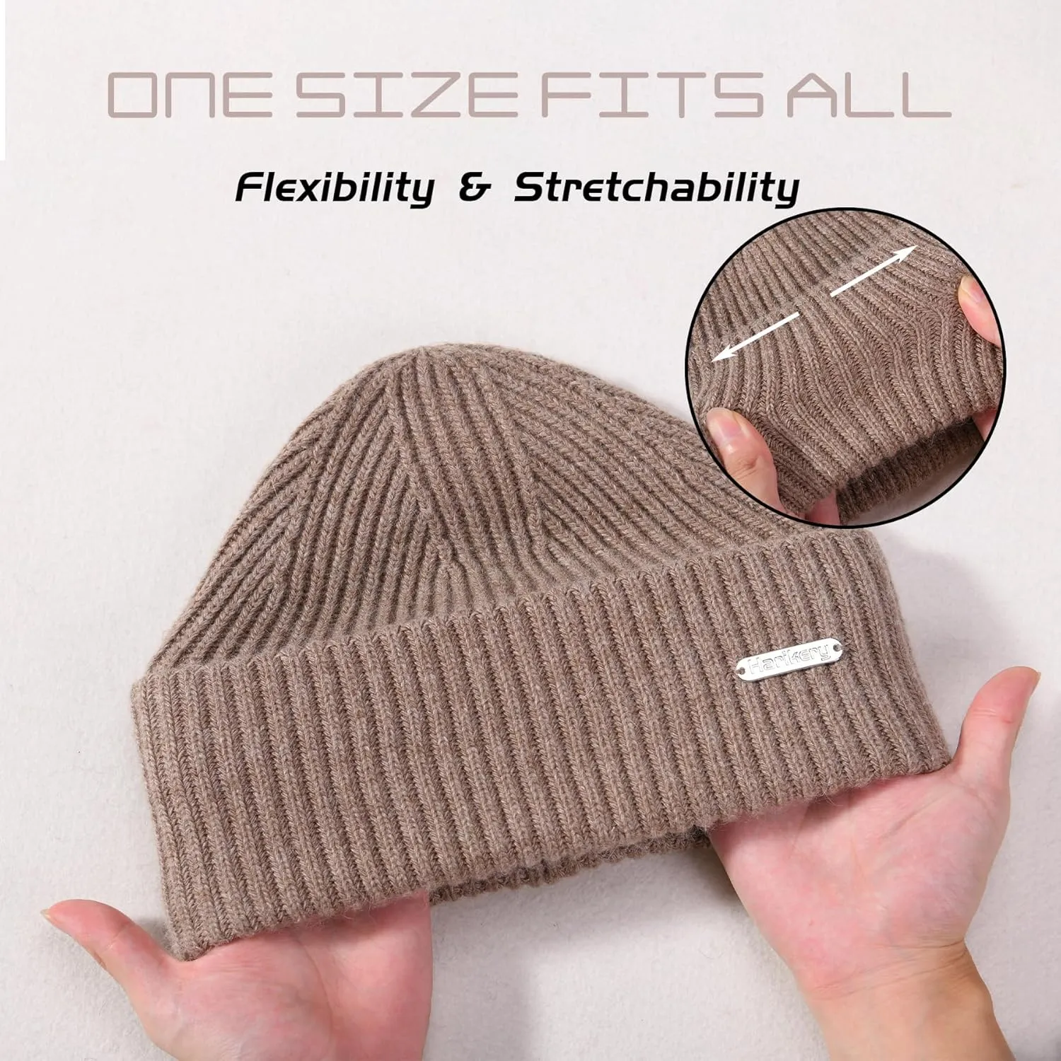 Wool Knit Beanie hat for Women Man Warm Soft Cashmere Beanie Unisex Cozy Skull Cap Winter Headwear
