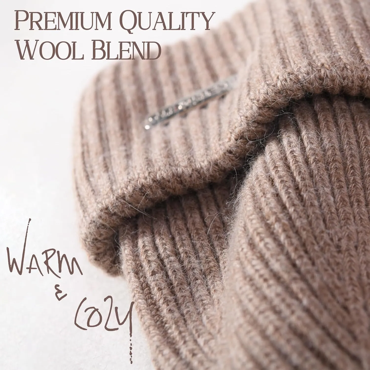 Wool Knit Beanie hat for Women Man Warm Soft Cashmere Beanie Unisex Cozy Skull Cap Winter Headwear